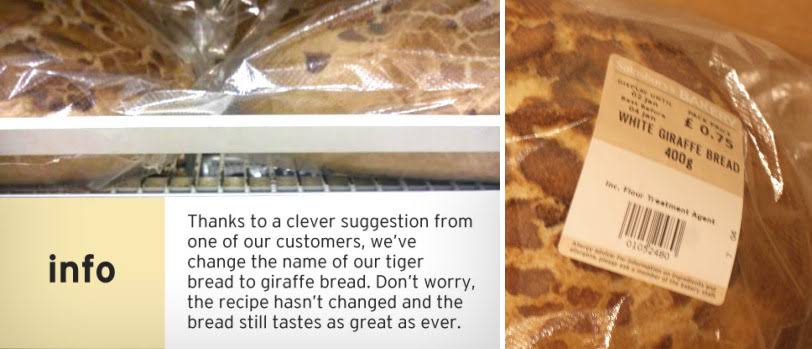 giraffe bread for customers