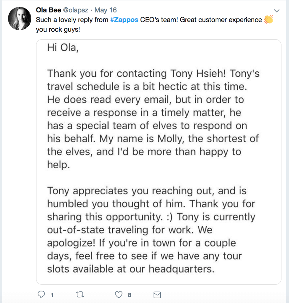 Email to customer
