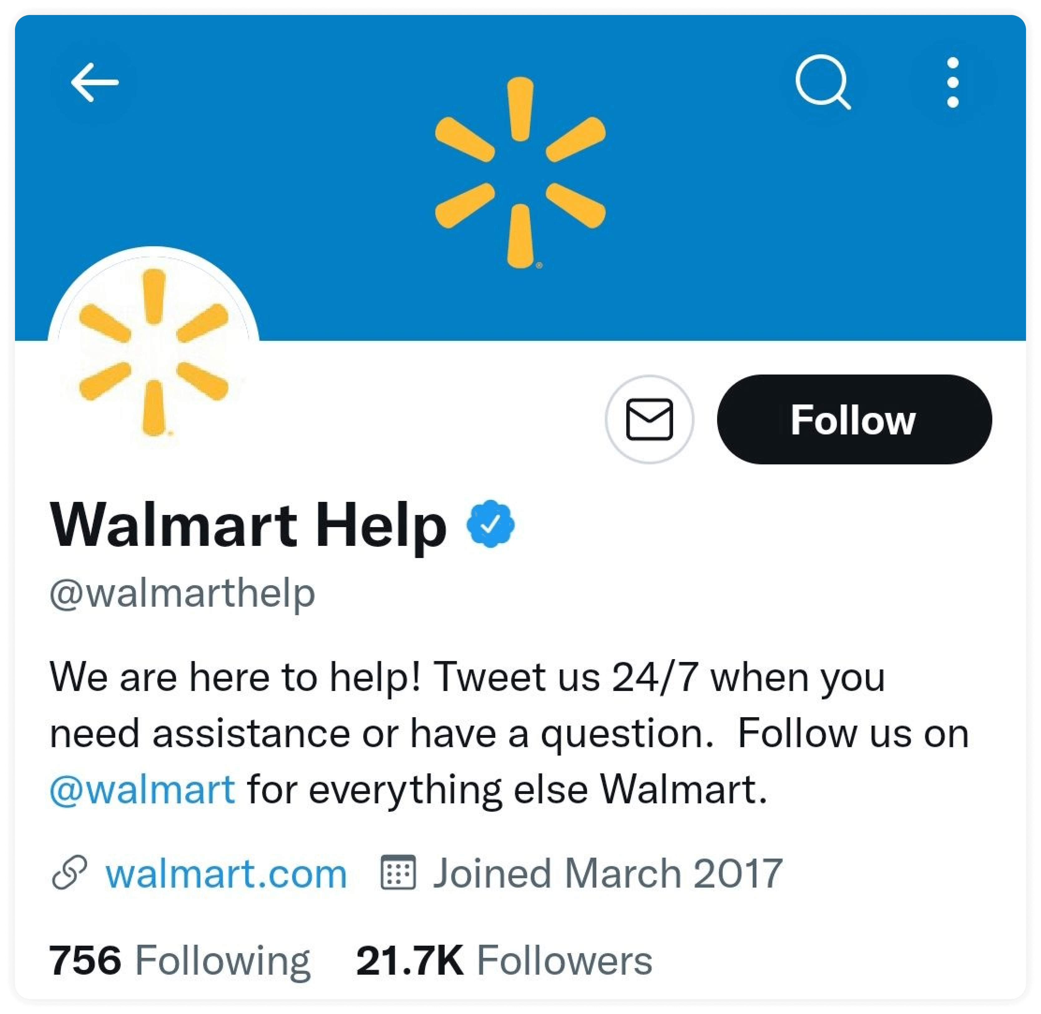 walmart twitter page screenshot