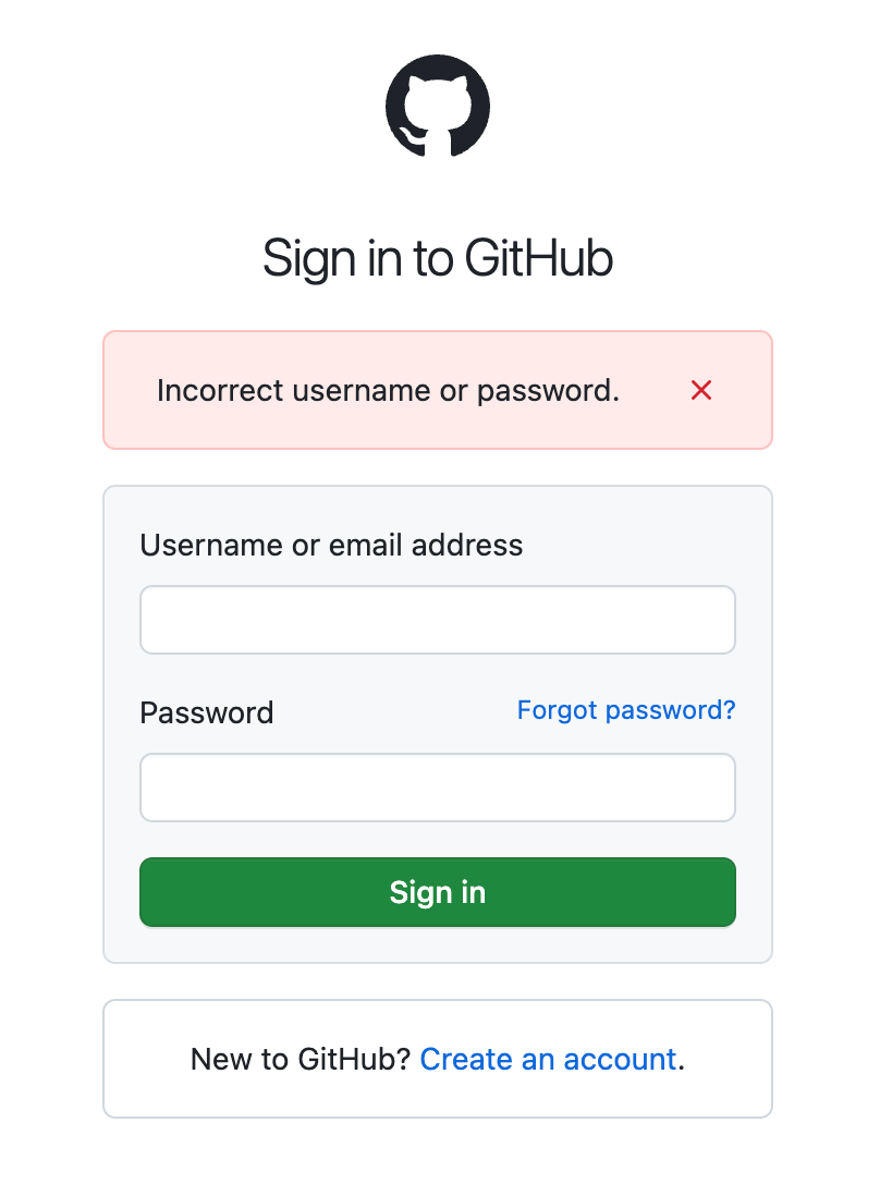 github sign in page example