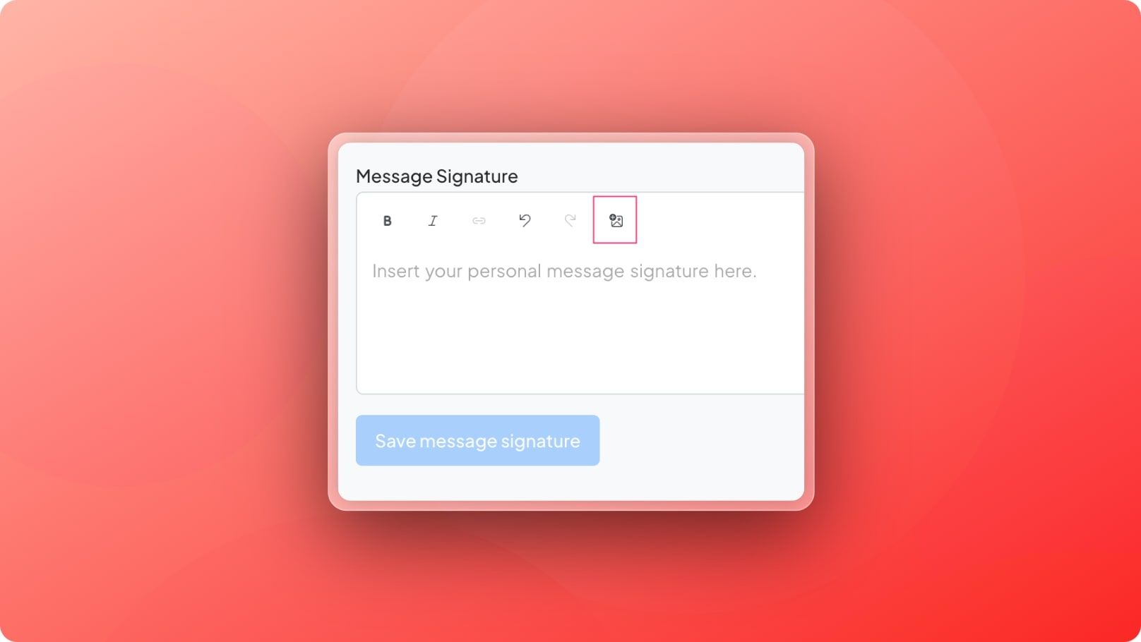 image upload option in message signatures